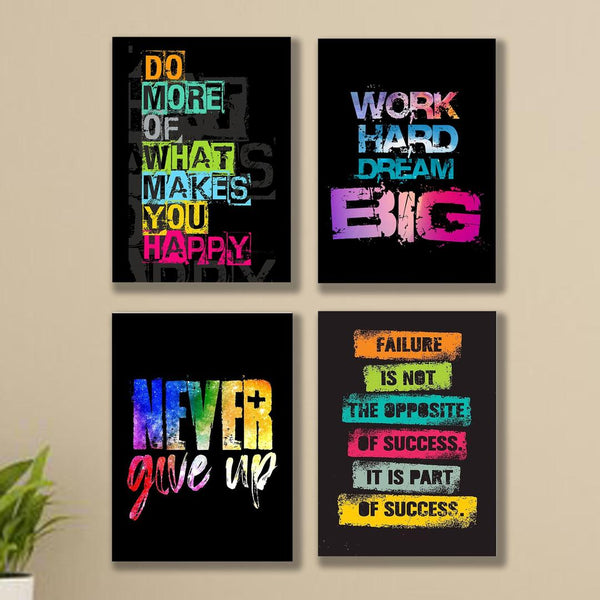 Motivational Multicolour Wall Art Frames - Pack of 4