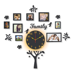 Family Tree Laminated Wall Clock with Backlight