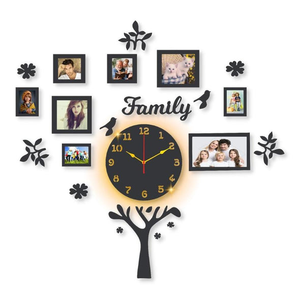 Family Tree Laminated Wall Clock with Backlight