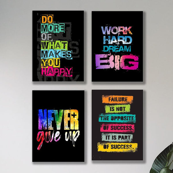 Motivational Multicolour Wall Art Frames - Pack of 4