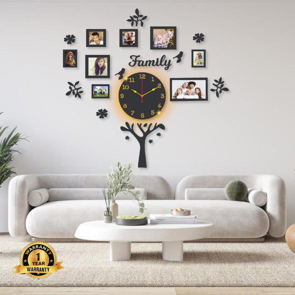 Family Tree Laminated Wall Clock with Backlight