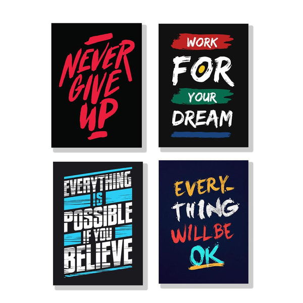 Motivational Multicolour wall art - Pack of 4