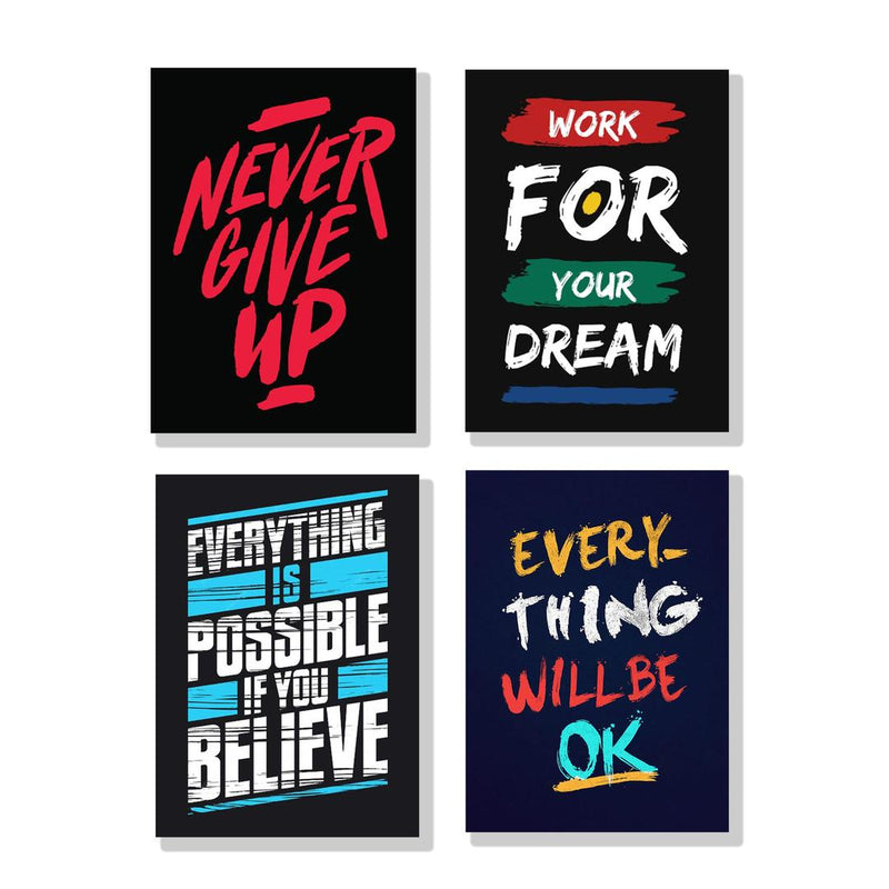 Motivational Multicolour wall art - Pack of 4