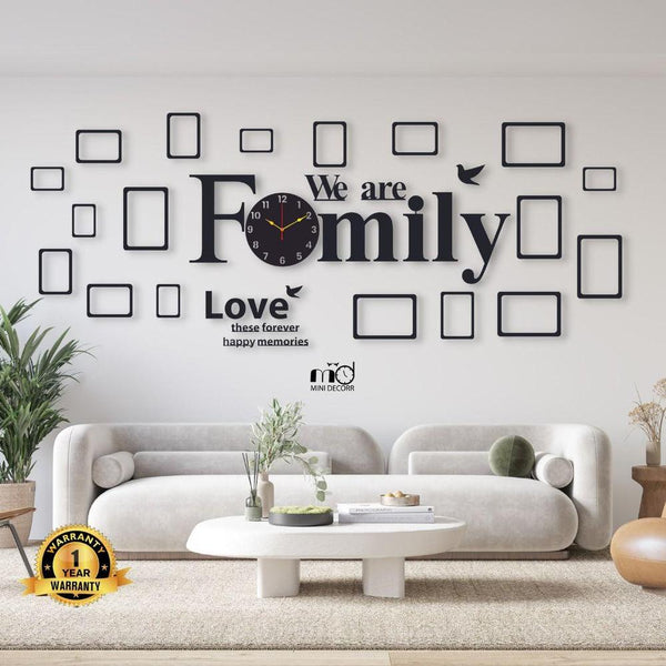 Family Wall hanging Wooden Clock with Frames